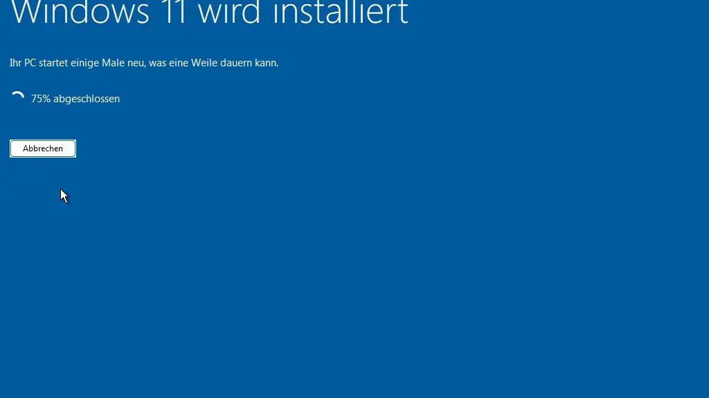 Windows 11 diegimas kompiuteryje – diegimo langas ekrane